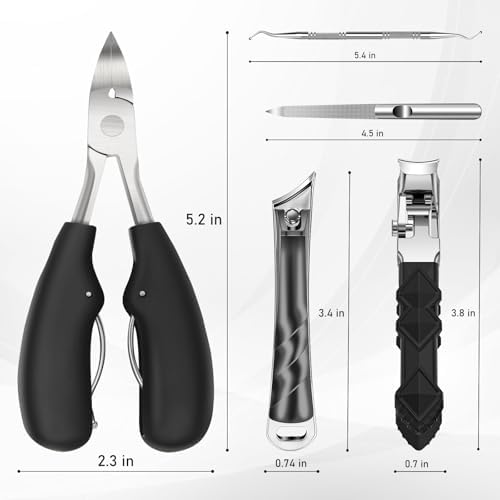 Toenail Clippers for Seniors Thick Toenails, Slanted Curved Ingrown Toe Nail Clippers for Men Angled Head Large Toe Nail Clippers with Catcher Wide Opening Thick Nails Nail Cutter Gifts for Men Women