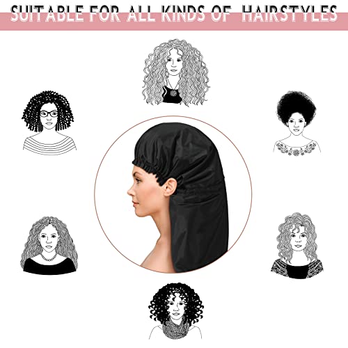 Eurzom 4 Pcs Jumbo Adjustable Braids Shower Cap for Long Hair Extra Large Shower Cap for Women Men Foldable Waterproof Hair Bonnets Plastic Oversize Bath Hats(Red, Blue, Black, Gray)