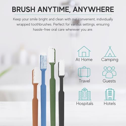 40 Prepasted Disposable Toothbrushes Individually Wrapped - Single Use Pre Pasted Disposable Toothbrushes with Toothpaste Built In - Waterless Toothbrush for Travel, Airbnb Guests, Hotel, & Camping