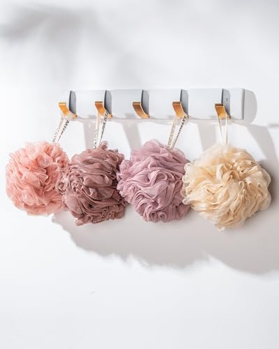 Loofah Sponge, XXL Large Loofah 100g 4 Pack, Bath Sponge Soft Mesh Shower for Men, Body Scrub, Shower Pouf Bath Accessories, for Body Wash, Soap (Red Soil)