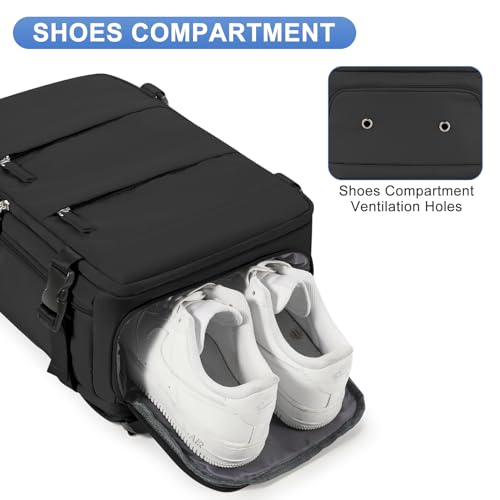 coofay Black Travel Backpack Carry on Flight Approved Mochila De Viaje Personal Item Backpack for Airlines Frontier Airlines Personal Item Bag Large Backpack for Travel Backpacks for Men Women