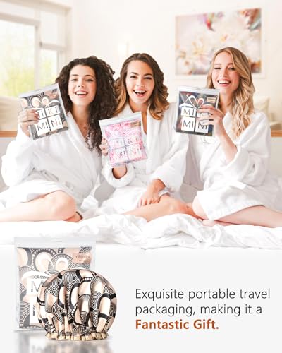 mikimini Champagne Large Shower Caps Pack of 2, Shower Cap for Women Long Hair with Black Lace, Reusable Waterproof Shower Hat for Girls