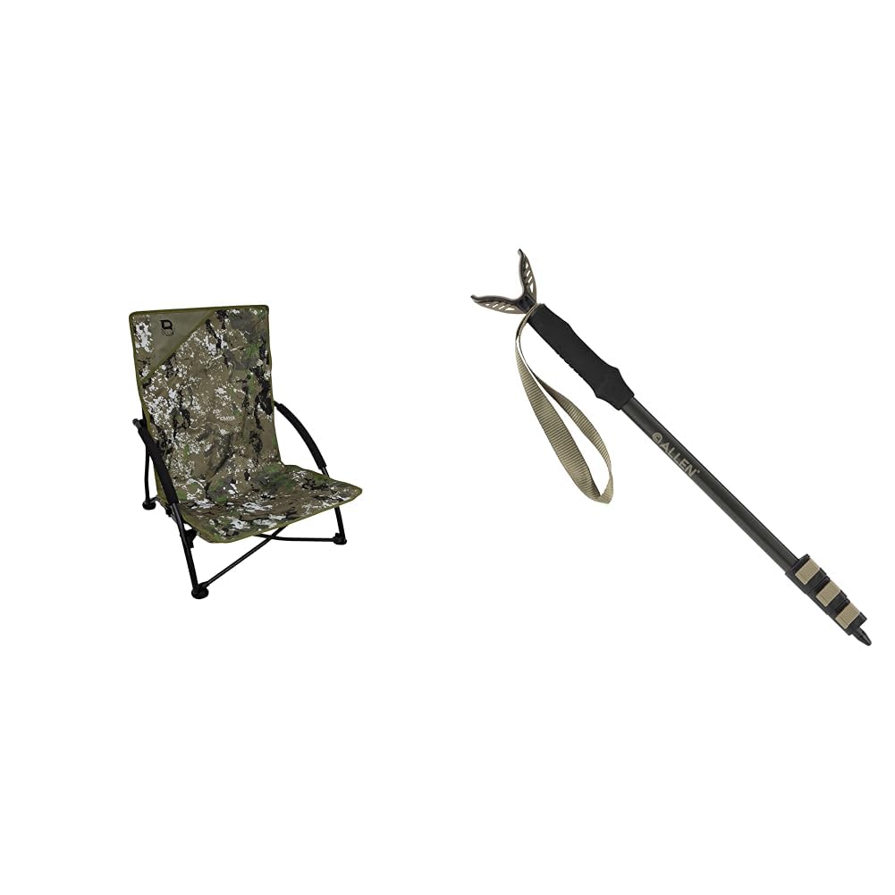 Barronett Ground Gobbler Low Profile Hunting Chair and Allen Shooting Stick - Versatile 300lb Capacity and Adjustable Height Hunting Accessories