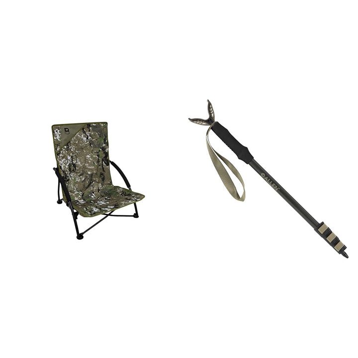 Barronett Ground Gobbler Low Profile Hunting Chair and Allen Shooting Stick - Versatile 300lb Capacity and Adjustable Height Hunting Accessories