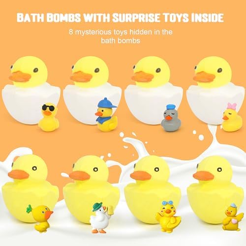 Bath Bombs for Kids with Surprise Inside,8 Pack Kids Bath Bombs Gift Set, Natural and Organic Bubble Bath Fizzy with Bath Toys, Birthday Gifts for Girls Boys