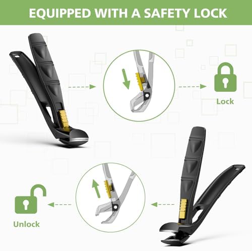 BALUCA Curved Cutting Jaw Toenail Clippers for Seniors for Thick Toenails, Ergonomic Large Toe Nail Clippers for Men, Long Handle Fingernail Clipper Cutter with Catcher - Black