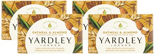 Yardley Oatmeal and Almond Bar Soap, Oatmeal & Almond, 4 Ounce (Pack of 4)
