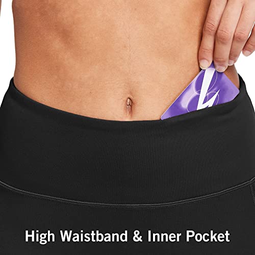 BALEAF Biker Shorts Women Yoga Gym Workout Spandex Running Volleyball Tummy Control Compression Shorts with Pockets Soft 5" Black XS