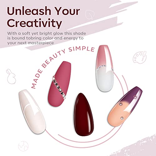 Modelones Poly Nail Gel Set, 6 Colors Peach Pink Burgundy Red Halloween Poly Extension Gel Nail Enhancement Builder Red Collection French Manicure DIY Home Salon Beauty Gift