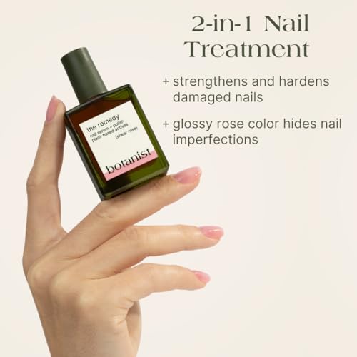 Botanist Nail Rescue Kit | Nail Strengthening Polish + Growth Serum | Grow and Strengthen Nails Damaged from Acrylics, Dip, and Gel Manicures | Non-Toxic, 84% Plant Based, 21-Free & Vegan (Rose)