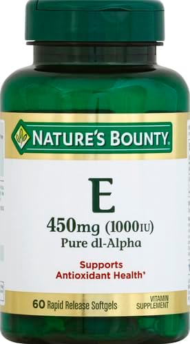 Nature's Bounty Vitamin E 1000 IU Softgels, Supports Antioxidant Health & Immune System, 1 Pack, 60 Softgels