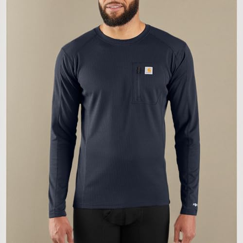 Carhartt Base Layer Men's Size Force Midweight Tech Thermal Base Layer Long Sleeve Shirt, Navy, XX-Large Tall