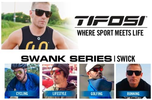 Tifosi Optics Swick Sunglasses Bundle with Case and Eyewear Straps (Onyx Blue Fade/Sky Blue Mirror)