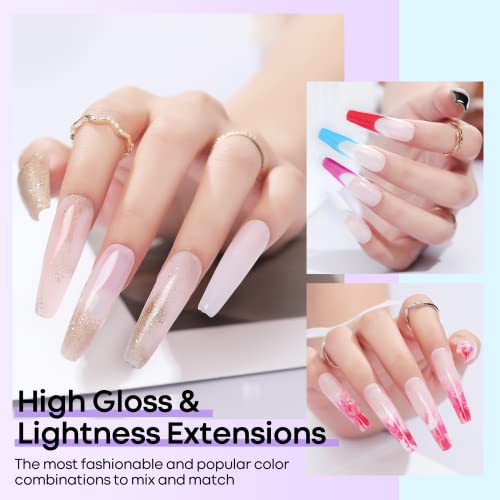 modelones 12 Colors Poly Nail Extension Gel Kit Pink Black White Red Glitter All Seasons Classic Colors Builder Nail Gel Set Holiday Manicure DIY Design Salon at Home Beauty Gifts