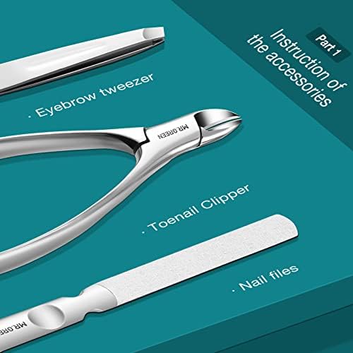 MR.GREEN Manicure Set 12 in 1 Full Function Nail Clippers Personal Care Tool Kits Stainless Steel Pedicure Sets with Leather Case Idea Gift (12Pcs Set) Brown