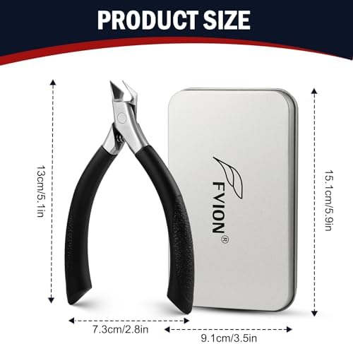 FVION Toenail Clippers for Ingrown Toenail, Straight Nail Clippers for Ingrown Toenails, Professional Ingrown Toenail Treatment for Adults, Seniors, Men and Women (Black)