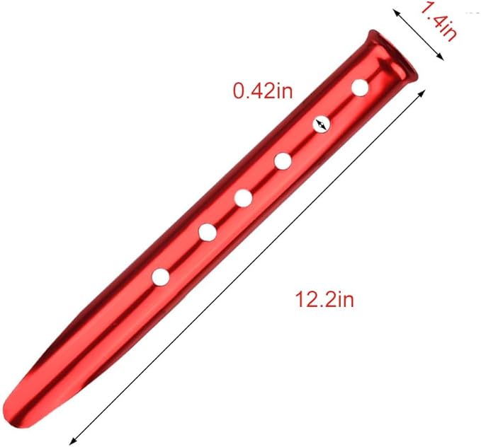 Aluminum Tent Stakes for Camping in Snow & Sand 10PCS Beach Canopy Tent Stakes U-Shaped Tent Pegs Lightweight Ground Nails for Beach Shade Canopy Hiking Backpacking Boating Picnic (Red)