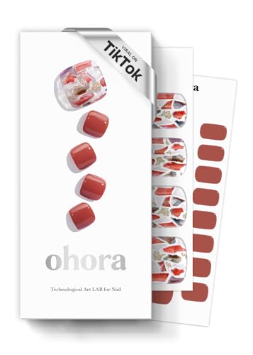 ohora Semi Cured Gel Pedicure Strips (P Vintage Wood) - Works with Any Pedi Lamps, Salon-Quality, Long Lasting, Easy to Apply & Remove - Includes 2 Prep Pads, Pedi File & Wooden Stick