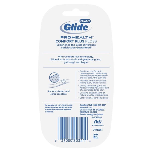 Oral B Glide Comfort Plus Dental Floss Mint 43.7 Yd
