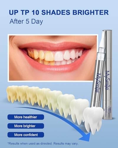 MySmile Teeth Whitening Pen 30+ Treatment Enamel Safe Tooth Whitening Gel for Teeth Sensitive-10 Min Fast Whitening Teeth-Helps to Remove Stains from Coffee, Smoking, Wines-Mint Flavor