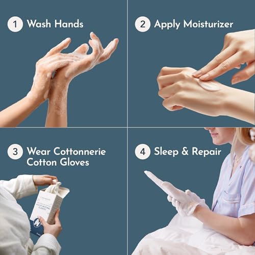 Cotton Gloves for Dry Hands Sleeping, Moisturizing Gloves Overnight, Hand Moisturizer Gloves, Moisture Gloves for Dry Hands Overnight, Sleeping Gloves, Eczema Gloves, Large 8 Pair