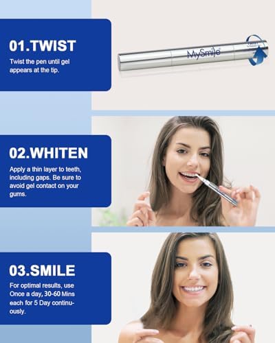 MySmile Teeth Whitening Pen 30+ Treatment Enamel Safe Tooth Whitening Gel for Teeth Sensitive-10 Min Fast Whitening Teeth-Helps to Remove Stains from Coffee, Smoking, Wines-Mint Flavor