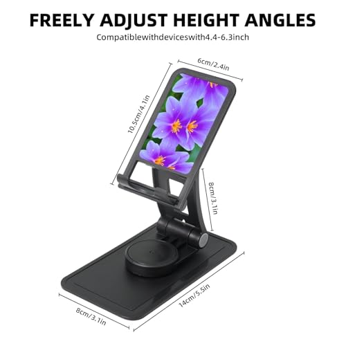 Purple Viburnum Cell Phone Stand 360° Adjustable Desktop Phone Holder Cradle Compatible With Most Mobile Phones Black