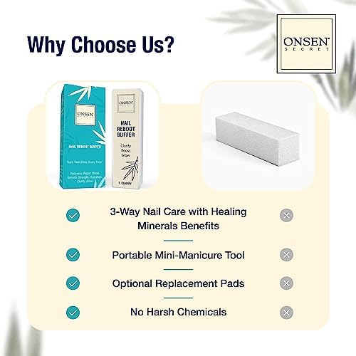 Onsen Secret Nail Buffer Block Replacement Pads - 3 Way Buffing Block Smooth Shine Natural Nail Buffing Pads w/ 3 Sides Coarse, Soft, Silky, Nail Buffer Replacement Pads Only - 12 Combo Pads - 3 Pack