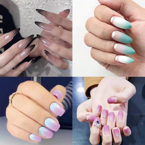 9 Color Pat Painting Gel Nail Polish Set - Ombre Aura Nail Art Gel Paint for Salon Manicure with Sponges