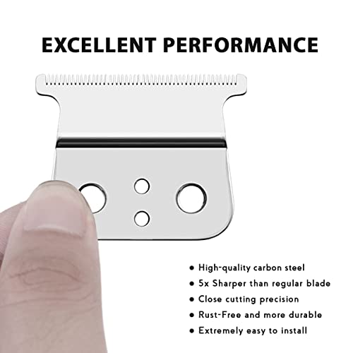 2 Pcs Replacement Blades Compatible with Andis #04710 and Andis #04521 hair Trimmer Compatible with Andis T Outliner & GTX Trimmer(sliver steel T blade + sliver steel blade)