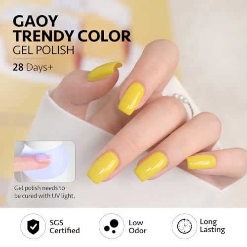 GAOY 23 Pcs Gel Nail Polish Kit, Pastel Macaron Colors Bright Pink Green Yellow Blue Popular Colors UV Gel Nail Polish Set with Glossy & Matte Top Coat and Base Coat for Nail Art DIY Gel Nail Kit
