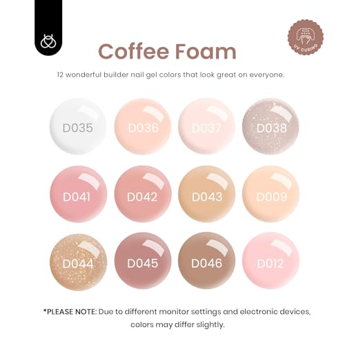 Beetles Builder Gel for Nails, 12 Pcs 7-in-1 Pink Rose Nude Gel Builder for Nails, Beige White Colors Hard Gel Builder Extension Gel, Nail Strengthener Gel, Nail Art Design Beauty Gift Sets for Women