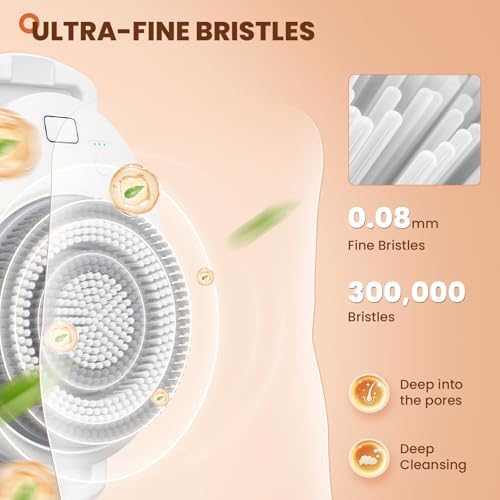 7'' Large Shower Back Scrubber Wall Mounted, 3 Speed Adjustment Electric Body Scrubber for Shower with 4 Replaceable Heads, 360 Degree Automatic Rota Tion Electric Shower Brush