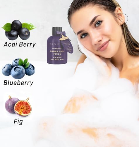 Antioxidant Bubble Bath Long Lasting Foam with Acai Berry Blueberry Fig Essential Oils Detox Hydrating Relaxing Stress Relief Self Care Spa Gift