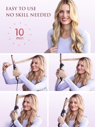 Automatic Rotating Curling Iron 1-inch: LANDOT Easy-to-Use Self Spinning Ceramic Curling Wand for Salon-Worthy Curls & Waves - Quick Heat & Adjustable Temp for All Hair Types