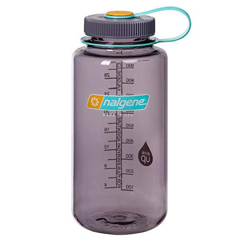 Nalgene Sustain Tritan BPA-Free Water Bottle Made with Material Derived from 50% Plastic Waste, 32 OZ, Wide Mouth,Smoke Grey
