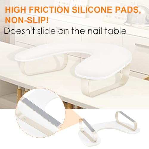Arm Rest for Nails Tech Upgraded 10° Inclined, U-Shaped Manicure Nail Arm Rest Stand, Nail Armrest for Nail Tech Hand Rests with Aluminum Alloy Holder Non-Slip