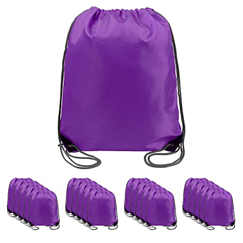 BeeGreen 20 pieces Wholesale Purple Drawstring Backpack Bags Cinch Bags Bulk Heavy Duty String Backpack Machine Washable Halloween Sackpack Outdoor Sport Bags for Men Women