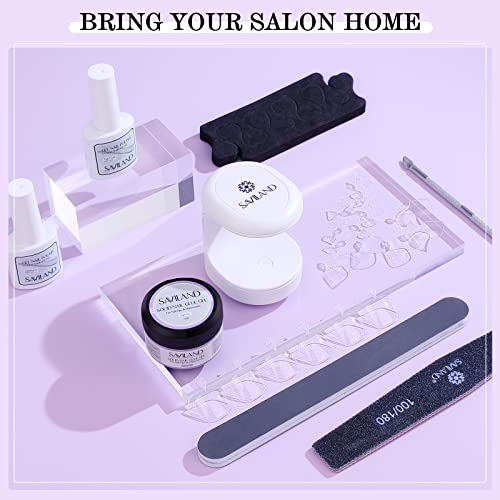 SAVILAND Toenail Tips and Solid Glue Gel: 500 PCS Clear Press on Toe Tips with Nail Glue Gel Base & Top Coat U V Light Pedicure Kit for Salon Home DIY Gift For Women