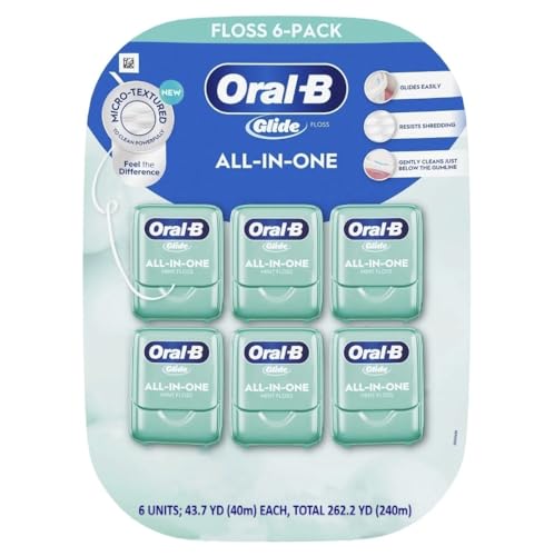 Oral-B Glide Mint All-in-One Dental Floss, 48 Yards Each (Pack of 6)