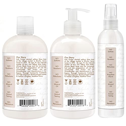 SheaMoisture Shampoo & Conditioner + Leave-in Treatment, Daily Hydration with Coconut Oil, Hair Detangler, Frizz Control, Cruelty-Free (3 Piece Set)