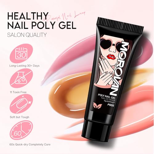 Morovan Poly Gel Nail Kit: Starter Kit 8 Pcs Poly Nail Gel Kit with U V Lamp 48W Complete Poly Gel Kit for Beginners with Everything Professional