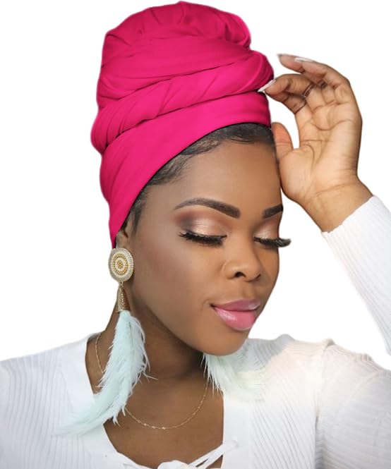 Ftoronaly Head Wraps for Black Women Hijab Scarves Large Muslim Headwraps Stretch Hair Wraps Headband Rose Red