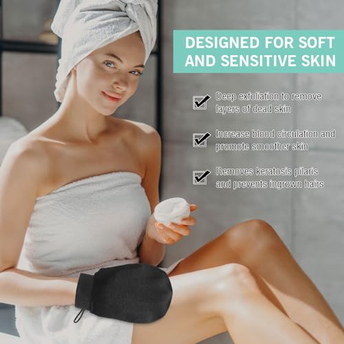 20 Pcs Exfoliating Glove Bulk Summer Exfoliator Mitt Body Scrubber 150d Viscose Fiber Deep Skin Korean Scrub Mitt for Spa Massage Dead Skin Remover for Men and Women(Black, White, Gray)