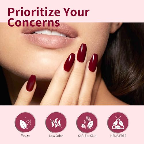 CANNI 6 Colors 9 ML Hema-Free Dark Red Gel Polish Set, Deep Cherry Red Burgundy Gel Nail Polish Blood Wine Red Color Kit, Soak Off LED Nail Gel Manicure Kit DIY at Home Salon Gifts
