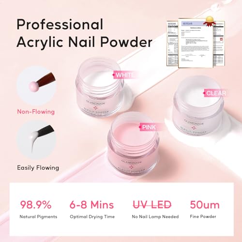 Acrylic Nail Kit with Everything: Professional Nail Kit Set for Beginners 48W Nail Lamp Complete Nail Supplies Salon