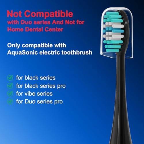 12 Pack Replacement Toothbrush Heads for AquaSonic Black Series & Pro/Vibe Series/Duo Series Pro - Compatible with AquaSonic Electric Toothbrush, Dupont Bristles with Cover-Black