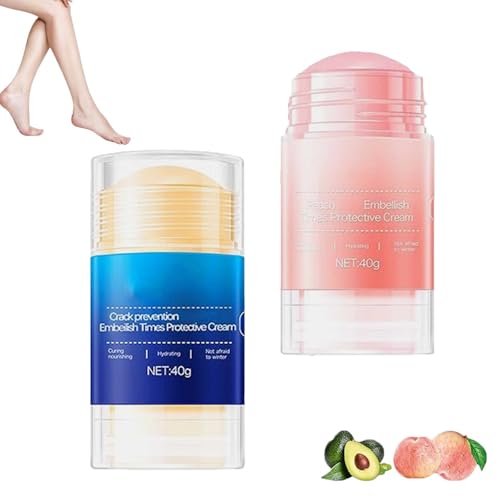 Equrhsa Foot Care Cream Cracked Feet, Equrhsa Crack Feet Prevention Stick, Hydrating Foot Balm Stick for Dry Cracked Feets, Equersha FootBalm (2pcs-blue+pink, 40g/pc)