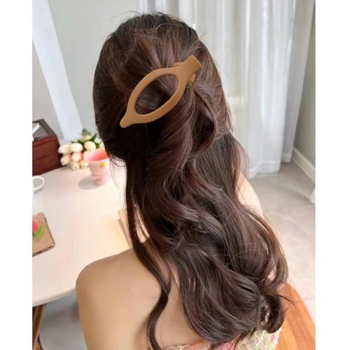 Flat Hair Clips for Women - 3Pcs French Concord Large Claw Clips for Thin Thick Hair - Matte Neutral Jaw Clamps Accessories in Brown Black