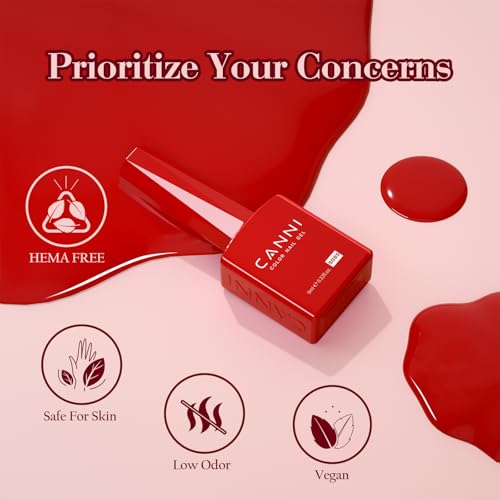 CANNI Red Gel Nail Polish Set – 6 Colors 9ML Classic Dark Red, Burgundy – Soak Off UV LED Gel Polish Kit for All-Season DIY Manicure, Nail Art, Salon & Home Use
